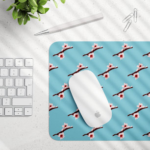 Cherry Blossom, Sakura, Pink Floral Pattern Mouse Mat