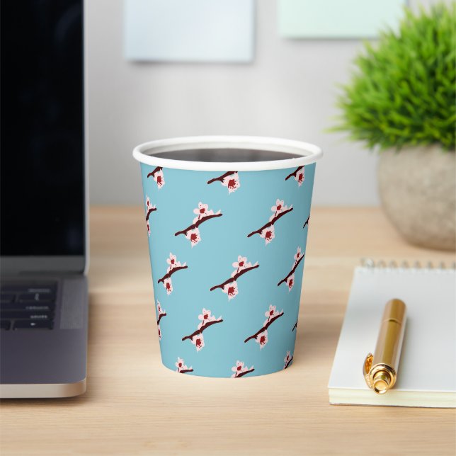 Cherry Blossom, Sakura, Pink Floral Pattern Paper Cups (Insitu)