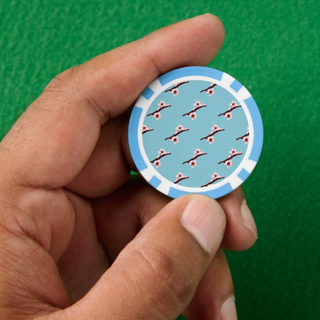 Cherry Blossom, Sakura, Pink Floral Pattern Poker Chips (Hand)