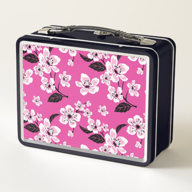 CHERRY BLOSSOM - SAKURA (PINK) METAL LUNCH BOX (Back)
