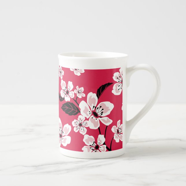 CHERRY BLOSSOM - SAKURA (RED) BONE CHINA MUG (Right)