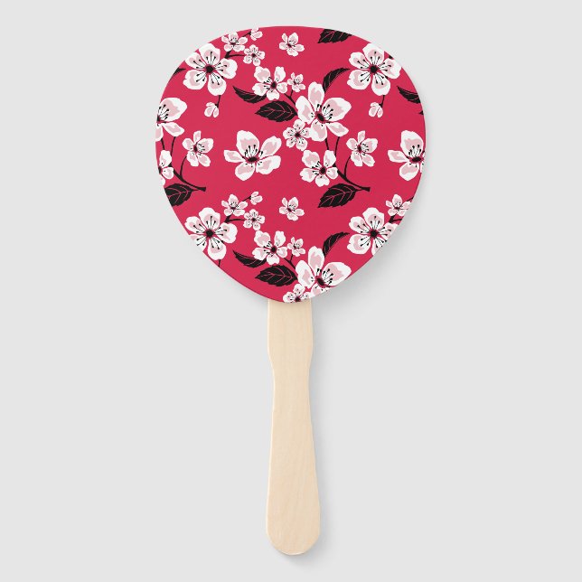 CHERRY BLOSSOM - SAKURA (RED) HAND FAN (Front)