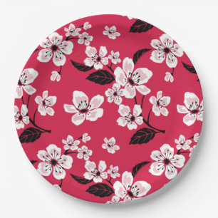 CHERRY BLOSSOM - SAKURA (RED) PAPER PLATE