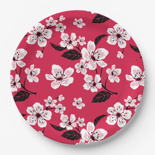 CHERRY BLOSSOM - SAKURA (RED) PAPER PLATE (Front)