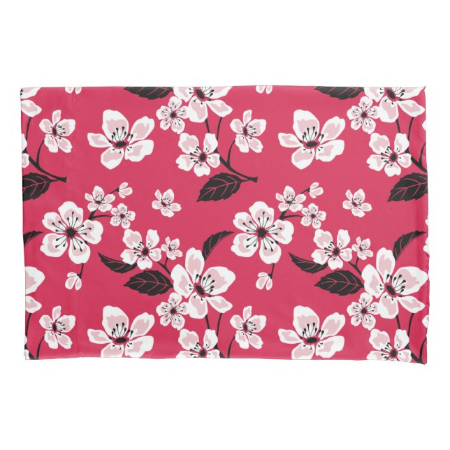CHERRY BLOSSOM - SAKURA (RED) PILLOWCASE (Front-Left)