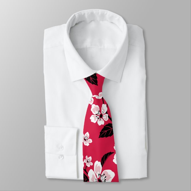CHERRY BLOSSOM - SAKURA (RED) TIE (Tied)