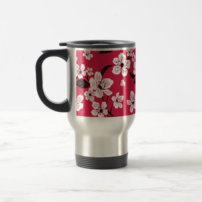 CHERRY BLOSSOM - SAKURA (RED) TRAVEL MUG (Left)