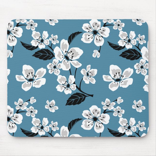 CHERRY BLOSSOM - SAKURA (SMOKY BLUE) MOUSE MAT (Front)