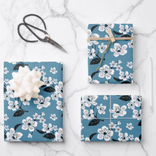 CHERRY BLOSSOM - SAKURA (SMOKY BLUE) WRAPPING PAPER SHEET