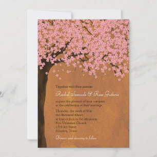 Cherry Blossom Sakura (Sunset) Watercolor Wedding Invitation