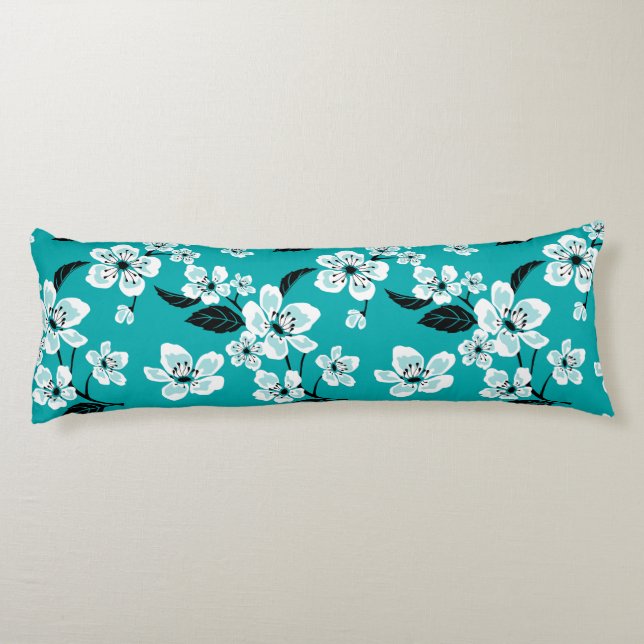 CHERRY BLOSSOM - SAKURA (TEAL) BODY CUSHION (Back)