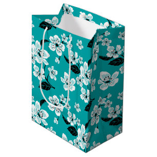 CHERRY BLOSSOM - SAKURA (TEAL) MEDIUM GIFT BAG
