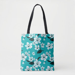 CHERRY BLOSSOM - SAKURA (TEAL) TOTE BAG