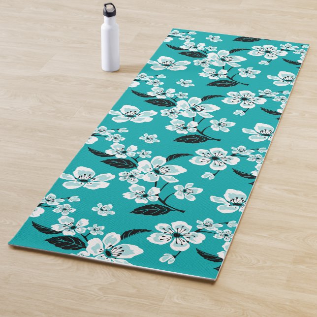 CHERRY BLOSSOM - SAKURA (TEAL) YOGA MAT (In Situ)