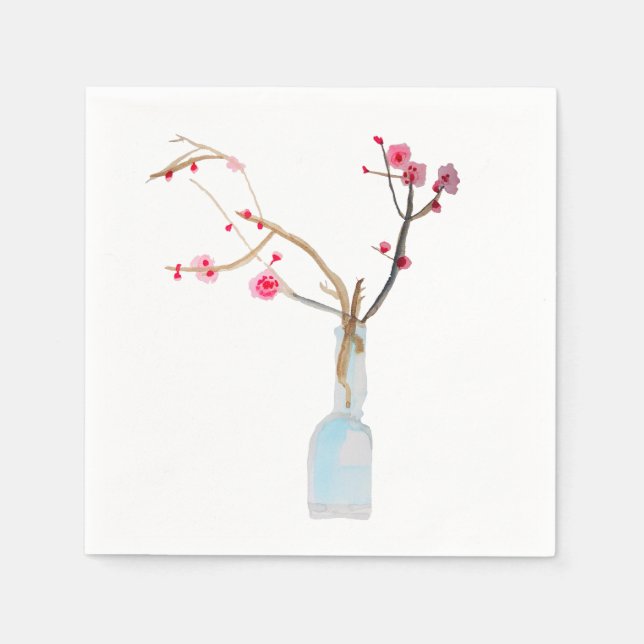 Cherry Blossom sakura watercolor art Napkin (Front)