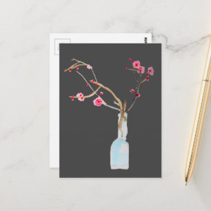Cherry Blossom sakura watercolor art Postcard