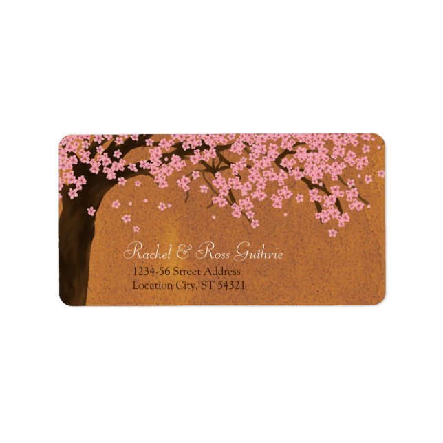 Cherry Blossom Sakura Watercolor (Sunset) Address Label (Front)