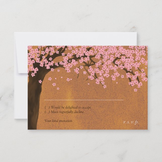 Cherry Blossom Sakura Watercolor (Sunset) RSVP (Front)