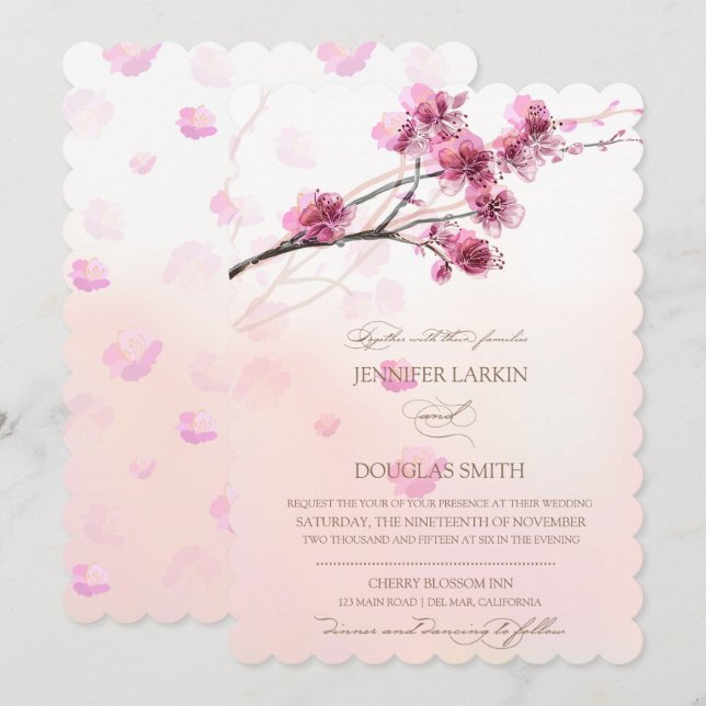 Cherry Blossom/Sakura Wedding Invitations (Front/Back)