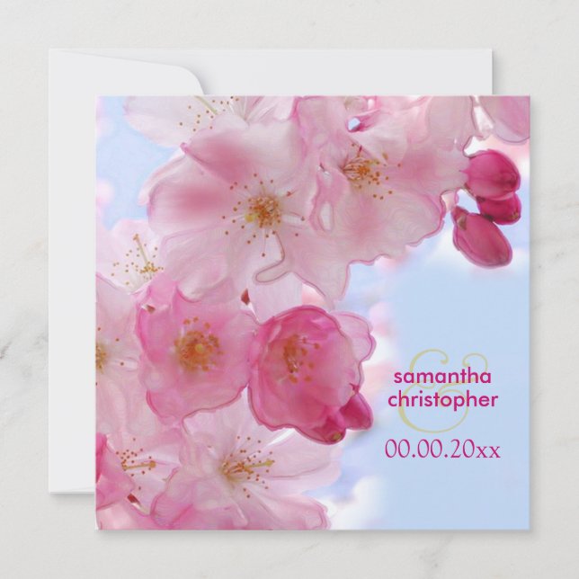 Cherry blossom/sakura wedding invitations (Front)
