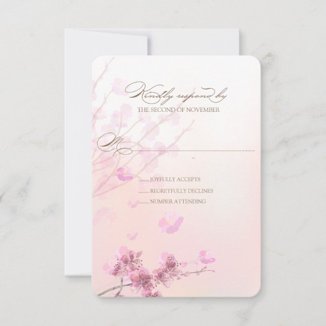 Cherry Blossom/Sakura Wedding RSVP Cards (Front)