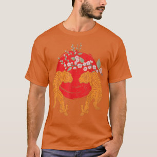 Cherry Blossom Sakura Wild Cat Predator Animal Asi T-Shirt