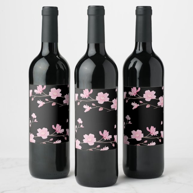Cherry Blossom – Sakura Wine Bottle Label (Bottles)