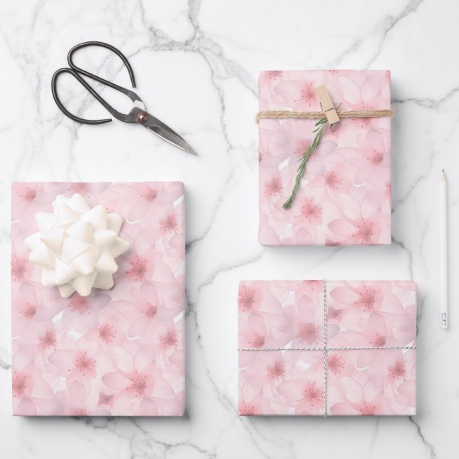 Cherry Blossom Sakura Wrapping Paper Sheet (Front)