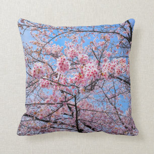 Cherry Blossom Sakuras Oriental Floral Natural Cushion