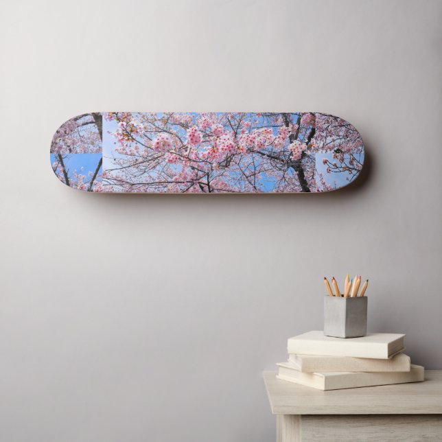 Cherry Blossom Sakuras Oriental Floral Natural Skateboard (Wall Art (Horz))