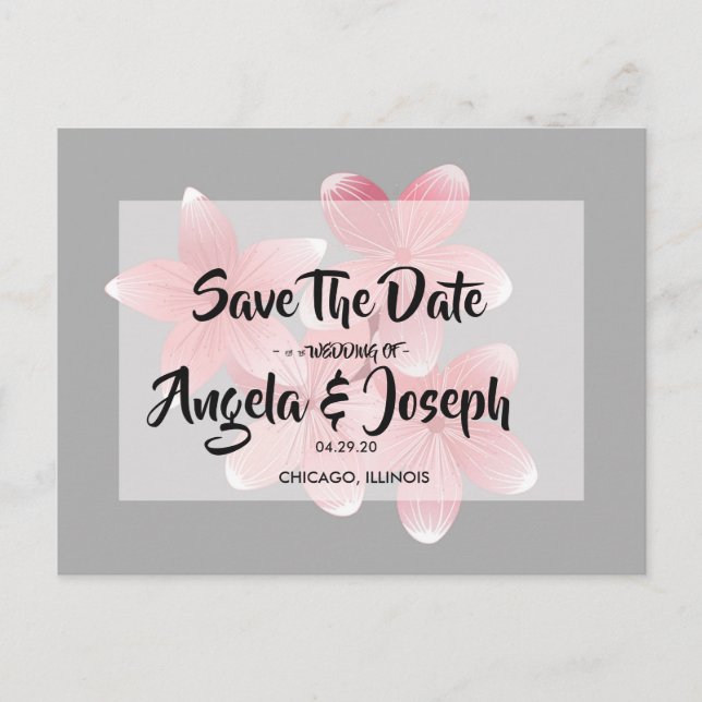 Cherry Blossom Save the Date Announcement Postcard (Front)