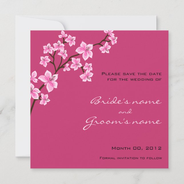 Cherry Blossom Save the Date cards (Front)
