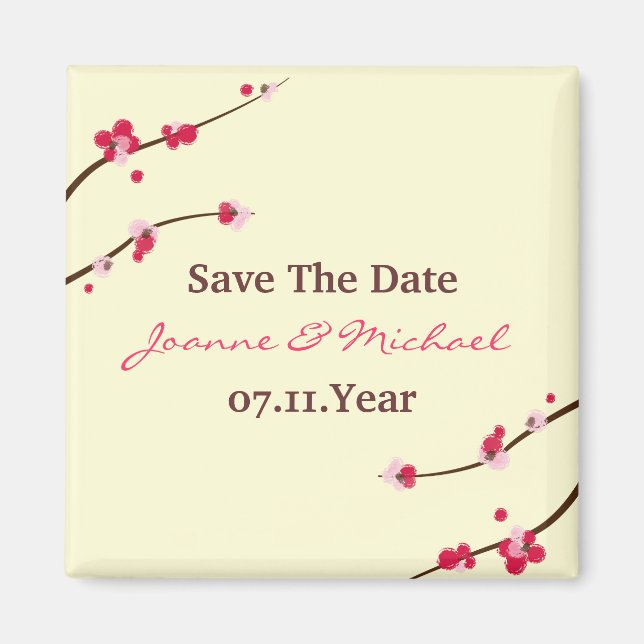 Cherry Blossom Save The Date Magnet (Front)