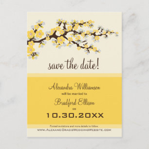Cherry Blossom Save the Date Postcard (lemon)