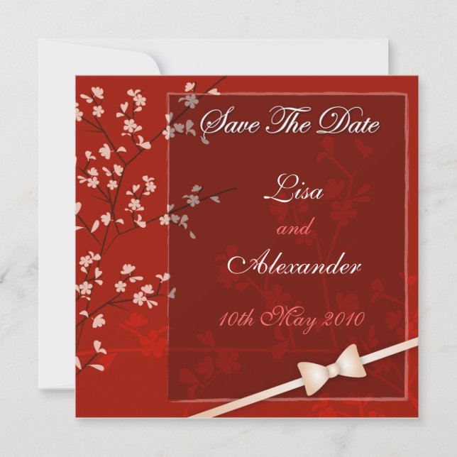 Cherry Blossom Save The Date :: Red (Front)