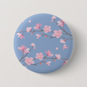 Cherry Blossom - Serenity Blue 6 Cm Round Badge