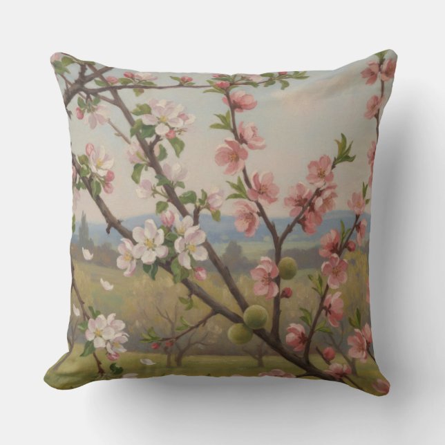 Cherry Blossom Serenity - Botanical Pillow Art (Front)