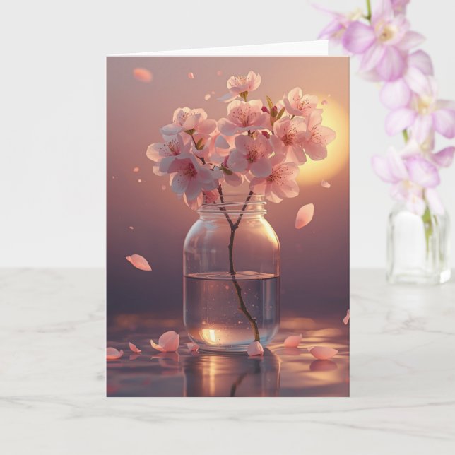 Cherry Blossom Serenity – Elegant Sakura Branch in Card (Orchid)