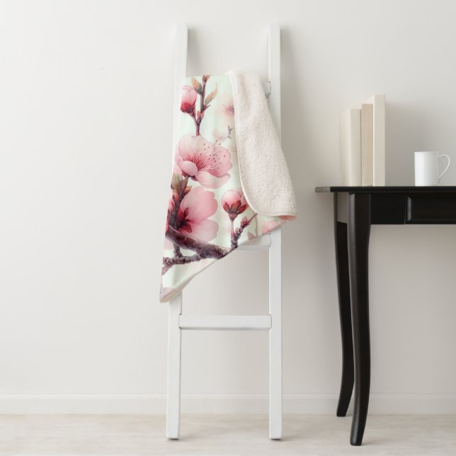 Cherry Blossom Sherpa Blanket (In Situ)