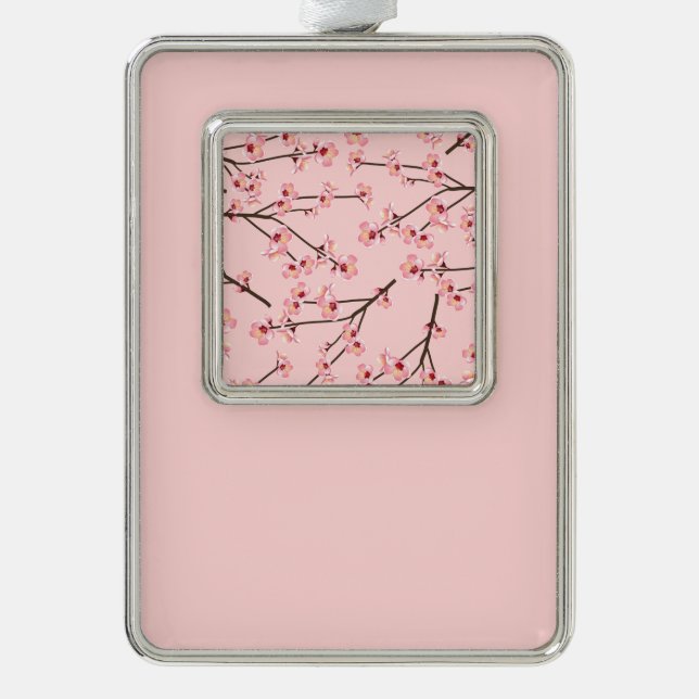 Cherry Blossom Silver Plated Framed Ornament (Front)