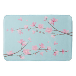 Cherry Blossom - Sky Blue Bath Mat