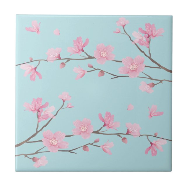 Cherry Blossom - Sky Blue Tile (Front)