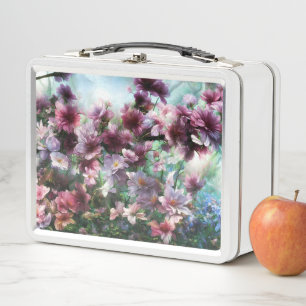 Cherry Blossom Splash Flowers Metal Lunch Box
