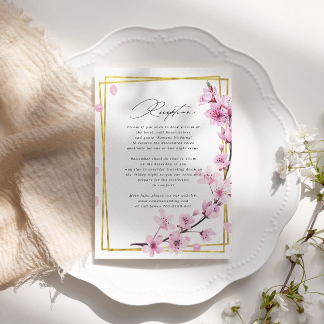 cherry blossom spring floral wedding info card (Creator Uploaded)