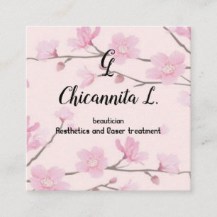 Cherry blossom Spring Sakura Japanese  Square Business Card