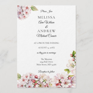 Cherry Blossom Spring Wedding Invitation
