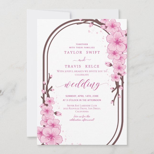 Cherry Blossom Spring Wedding Invitation (Front)