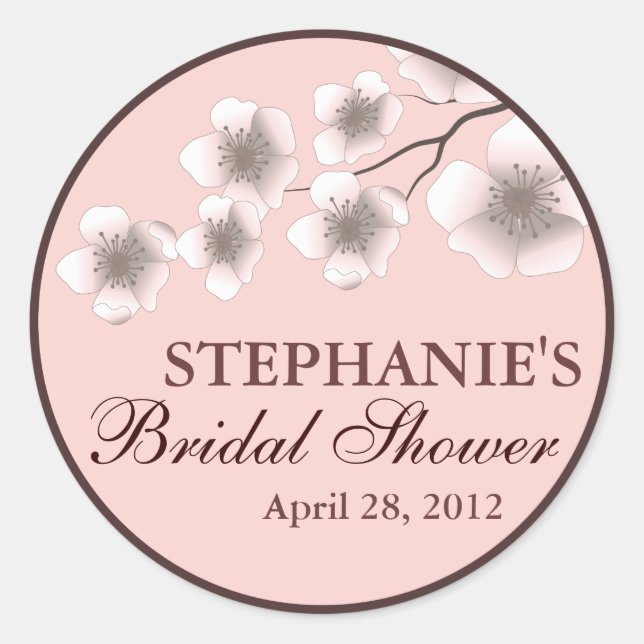 Cherry Blossom Springtime Bridal Shower Label Pink (Front)
