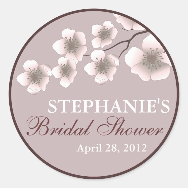 Cherry Blossom Springtime Bridal Shower Label Plum (Front)