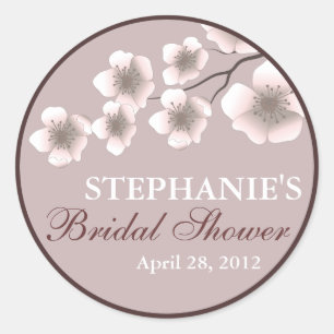 Cherry Blossom Springtime Bridal Shower Label Plum